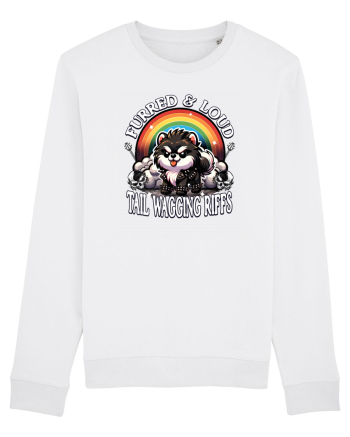 Pomeranian Amuzant Rock - Pufos și Zgomotos White