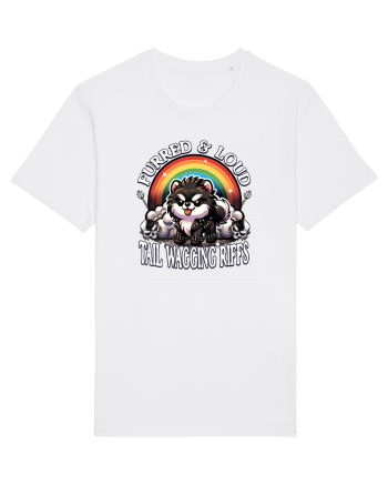 Pomeranian Amuzant Rock - Pufos și Zgomotos White