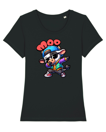 Vaca Amuzantă Dansând Dab în Stil Chibi Black