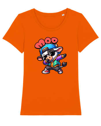 Vaca Amuzantă Dansând Dab în Stil Chibi Bright Orange