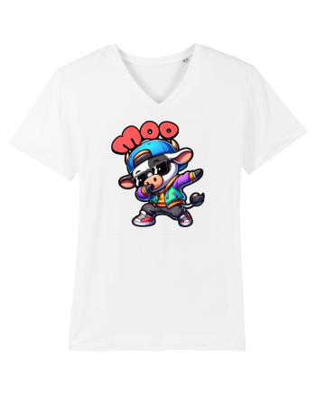 Vaca Amuzantă Dansând Dab în Stil Chibi White