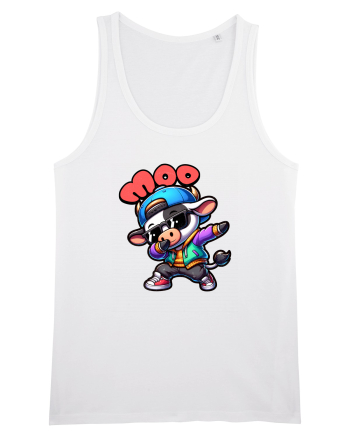 Vaca Amuzantă Dansând Dab în Stil Chibi White