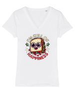 Sandwich Sunt Plin De Fericire Tricou mânecă scurtă guler V Damă Evoker