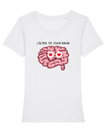 Listen to your brain Tricou mânecă scurtă guler larg fitted Damă Expresser