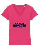 Social distance Tricou mânecă scurtă guler V Damă Evoker