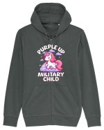 Unicorn Drăguț Mov Susține Copilul Militar Hanorac cu fermoar Unisex Connector