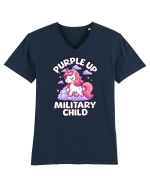 Unicorn Drăguț Mov Susține Copilul Militar Tricou mânecă scurtă guler V Bărbat Presenter
