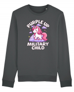 Unicorn Drăguț Mov Susține Copilul Militar Bluză mânecă lungă Unisex Rise