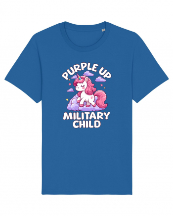 Unicorn Drăguț Mov Susține Copilul Militar Royal Blue