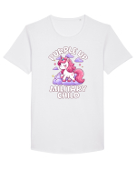 Unicorn Drăguț Mov Susține Copilul Militar Tricou mânecă scurtă guler larg Bărbat Skater