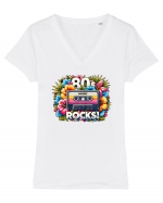 pentru nostalgicii anilor 80 - 80s music rocks Tricou mânecă scurtă guler V Damă Evoker