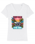 pentru nostalgicii anilor 80 - Keep calm and remember the 80s Tricou mânecă scurtă guler V Damă Evoker