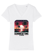 pentru nostalgicii anilor 80 - Summertime vibes Tricou mânecă scurtă guler V Damă Evoker