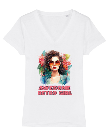in stilul pop al anilor 80 - Awesome retro girl White