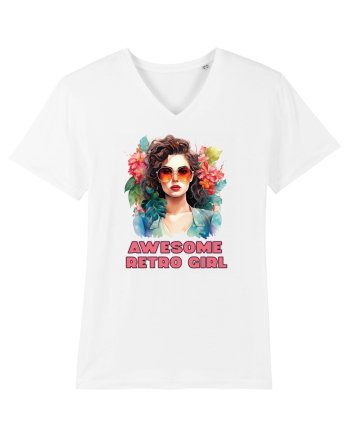 in stilul pop al anilor 80 - Awesome retro girl White