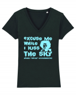 EXCUSE ME WHILE I KISS THE SKY - Jimi Hendrix 2 Tricou mânecă scurtă guler V Damă Evoker