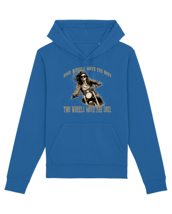 TWO WHEELS MOVE THE SOUL, FOUR WHEELS MOVE THE BODY Royal Blue