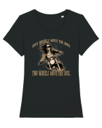 TWO WHEELS MOVE THE SOUL, FOUR WHEELS MOVE THE BODY Tricou mânecă scurtă guler larg fitted Damă Expresser