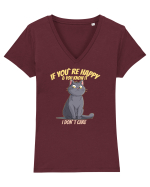IF YOU`RE HAPPY & U KNOW IT,  I DON`T CARE   Tricou mânecă scurtă guler V Damă Evoker