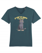 IF YOU`RE HAPPY & U KNOW IT,  I DON`T CARE   Tricou mânecă scurtă guler V Bărbat Presenter