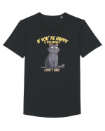 IF YOU`RE HAPPY & U KNOW IT,  I DON`T CARE   Tricou mânecă scurtă guler larg Bărbat Skater