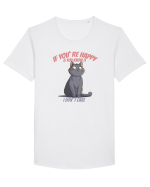 IF YOU`RE HAPPY & U KNOW IT,  I DON`T CARE  2 Tricou mânecă scurtă guler larg Bărbat Skater