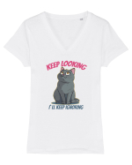 KEEP LOOKING, I`LL KEEP IGNORING Tricou mânecă scurtă guler V Damă Evoker