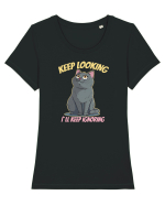 KEEP LOOKING, I`LL KEEP IGNORING 2 Tricou mânecă scurtă guler larg fitted Damă Expresser