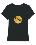 Avion peste luna Tricou mânecă scurtă guler larg fitted Damă Expresser