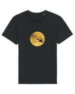 Avion peste luna Tricou mânecă scurtă Unisex Rocker