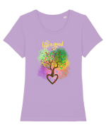 Copacul vieții/Tree of life/Dragoste/Culoare/Viata e frumoasa Tricou mânecă scurtă guler larg fitted Damă Expresser