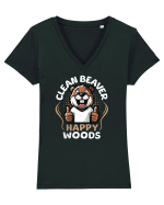 Castor Amuzant Tricou mânecă scurtă guler V Damă Evoker