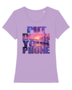 PUT DOWN YOUR PHONE & enjoy life 2 Tricou mânecă scurtă guler larg fitted Damă Expresser