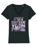 PUT DOWN YOUR PHONE & enjoy life 4 Tricou mânecă scurtă guler V Damă Evoker
