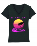 Formula 1 One USA Miami GP Grand Prix Vintage Retro Sunset Tricou mânecă scurtă guler V Damă Evoker