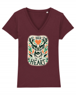 Deer to my heart Tricou mânecă scurtă guler V Damă Evoker