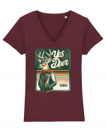 Yes deer Tricou mânecă scurtă guler V Damă Evoker