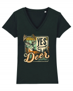 Yes deer Tricou mânecă scurtă guler V Damă Evoker