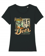 Yes deer Tricou mânecă scurtă guler larg fitted Damă Expresser