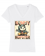 Hopster bunny - skater Easter bunny Tricou mânecă scurtă guler V Damă Evoker