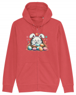 Easter Mood - iepuras dragut cu oua colorate Hanorac cu fermoar Unisex Connector