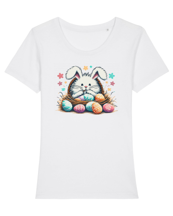Easter Mood - iepuras dragut cu oua colorate White