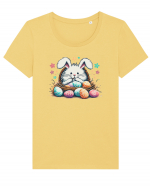 Easter Mood - iepuras dragut cu oua colorate Tricou mânecă scurtă guler larg fitted Damă Expresser