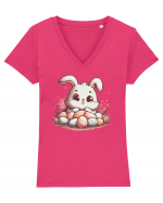 Easter Mood - iepuras dragut cu oua colorate Tricou mânecă scurtă guler V Damă Evoker