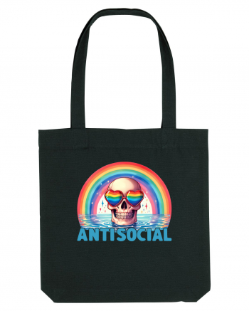 Antisocial Rainbow Skull Black