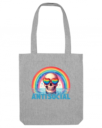 Antisocial Rainbow Skull Heather Grey
