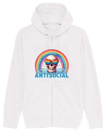 Antisocial Rainbow Skull White