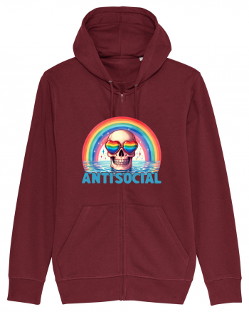 Antisocial Rainbow Skull Burgundy