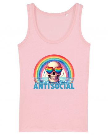 Antisocial Rainbow Skull Cotton Pink