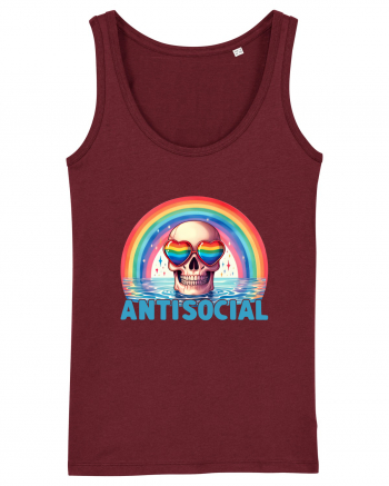 Antisocial Rainbow Skull Burgundy